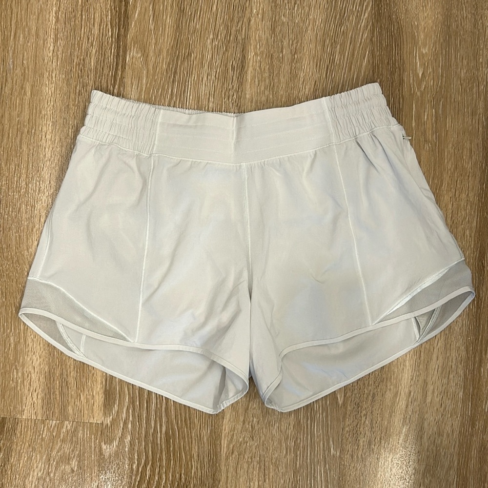 lululemon athletica Hotty Hot High-Rise Lined Short 4”, Color: Bone, Size 10
